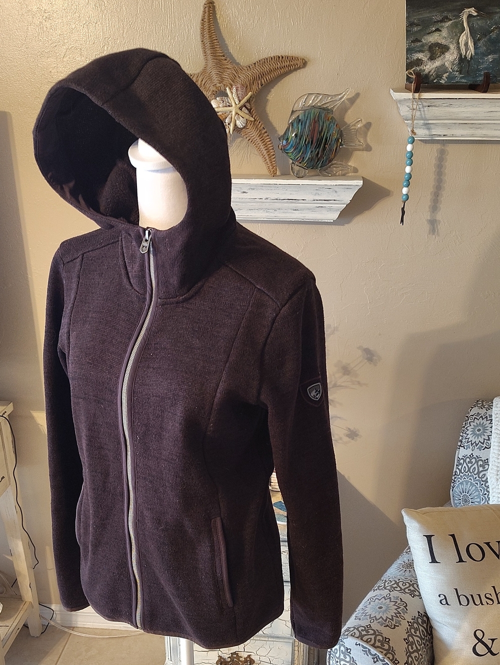 Kuhl Women's Hooded Zip Jacket in Dark Brown